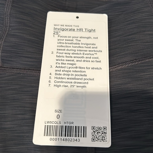 Worn 1X, Lululemon, Invigorate HR Tight 25”, Heathered Graphite Grey - Picture 7 of 7
